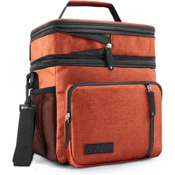 Men's Lunch Bag, Insulated Lunch Cooler Large Water-resistant Lunch Box (Orange) - Picture 1 of 7
